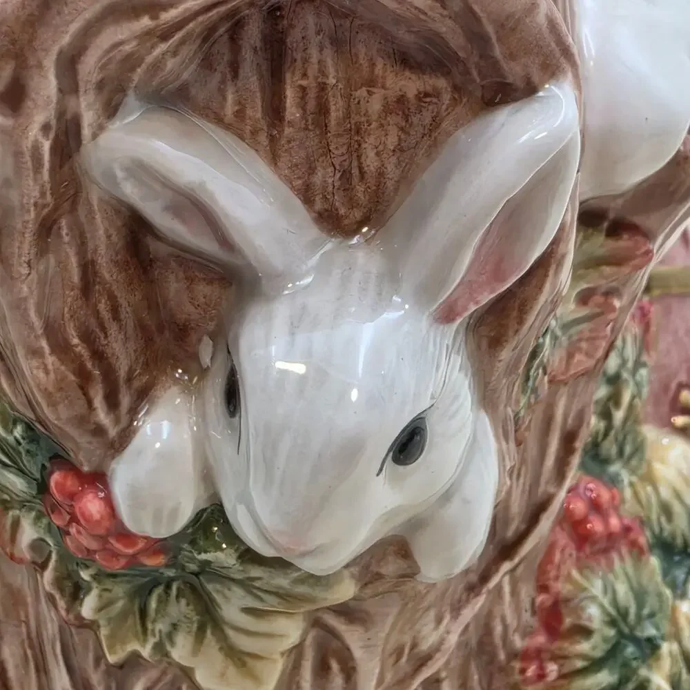Vintage Fitz & Floyd Snowy Woods Santa Centerpiece Vase 1996 w/ Box 19/1207